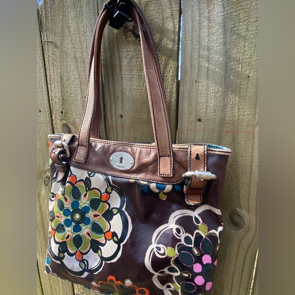 Vintage Fossil Key-per Floral Shoulder Bag​​ - Picture 3 of 7